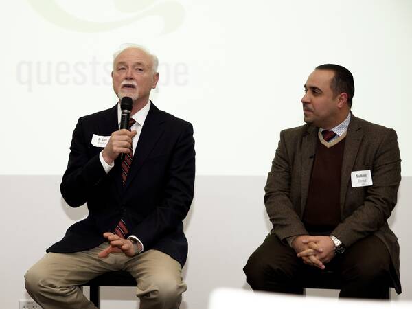 Curt and Muthanna at a speaking event